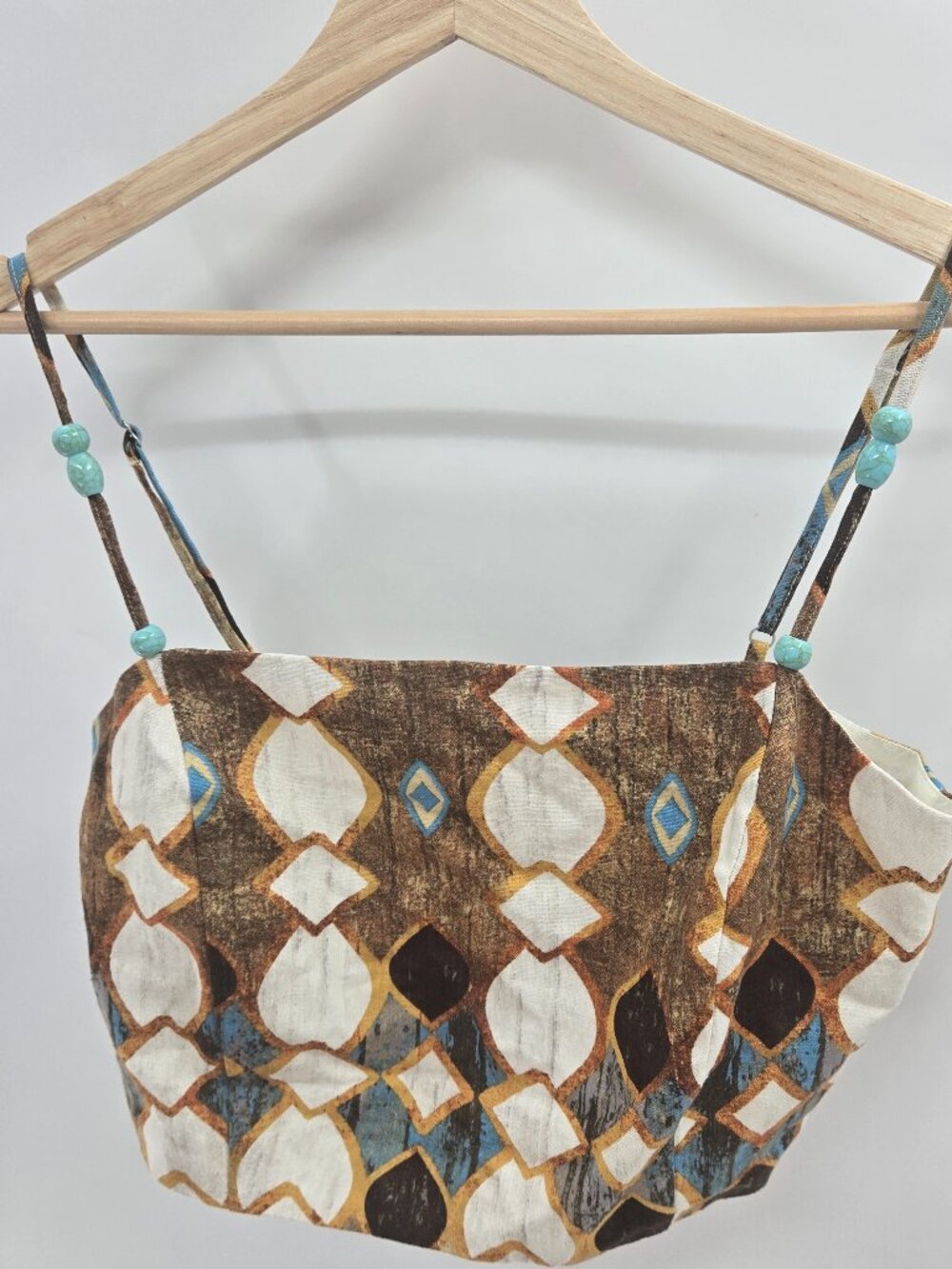 Joie Women's Geometric Diamond Print Linen Blend Crop Top Medium